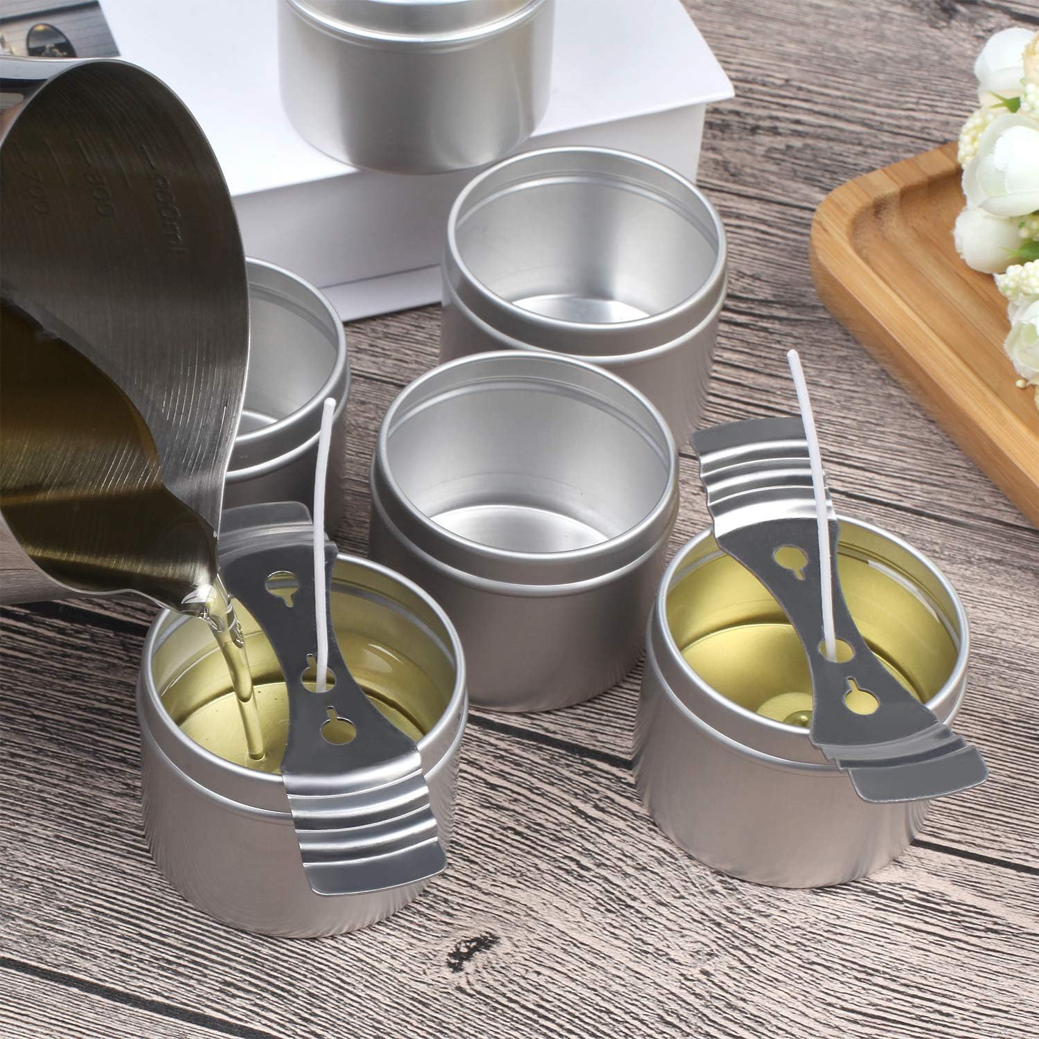 DINGPAI 18 Piece Candle Tin 4 Oz Container Set
