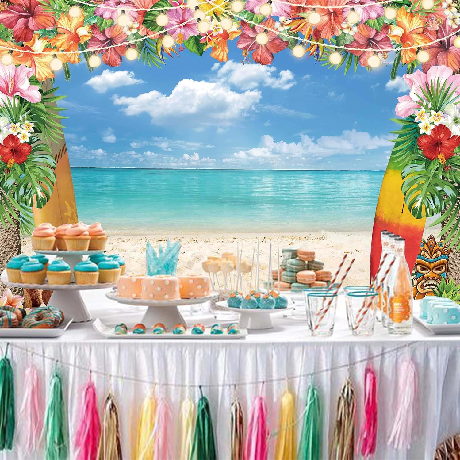 10x8ft Hawaiian Luau Beach Photography Backdrop