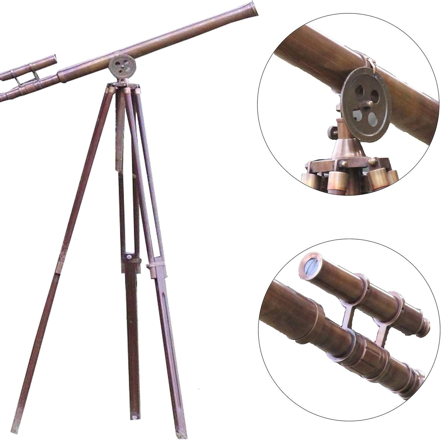 65 Inch Antique Marine Brass Telescope Double Barrel Tube