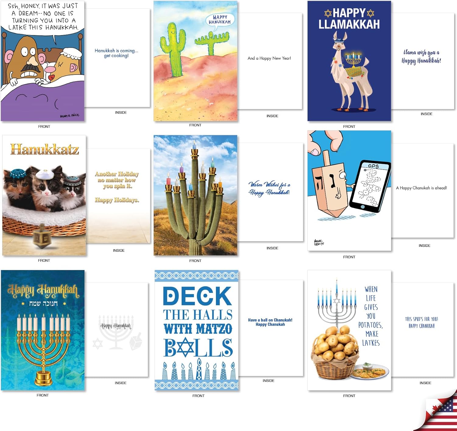 NobleWorks 36 Funny Chanukah Greeting Cards with Envelopes