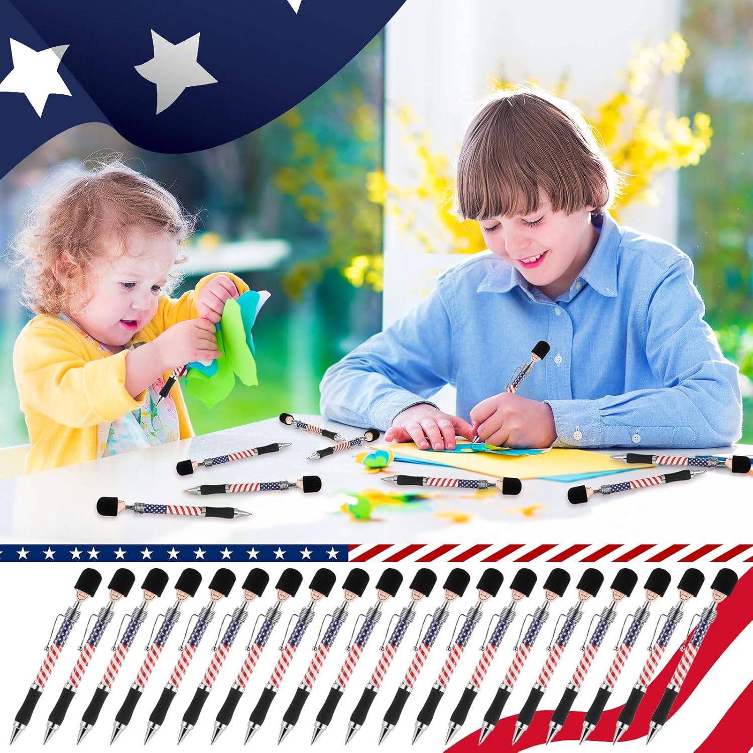 PerKoop 48 Pcs American Flag Pens for Patriotic Events