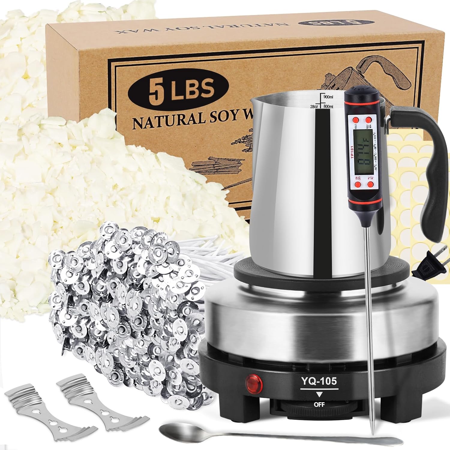 DIY Candle Making Kit with Electric Hot Plate and 5lbs Soy Wax Flakes