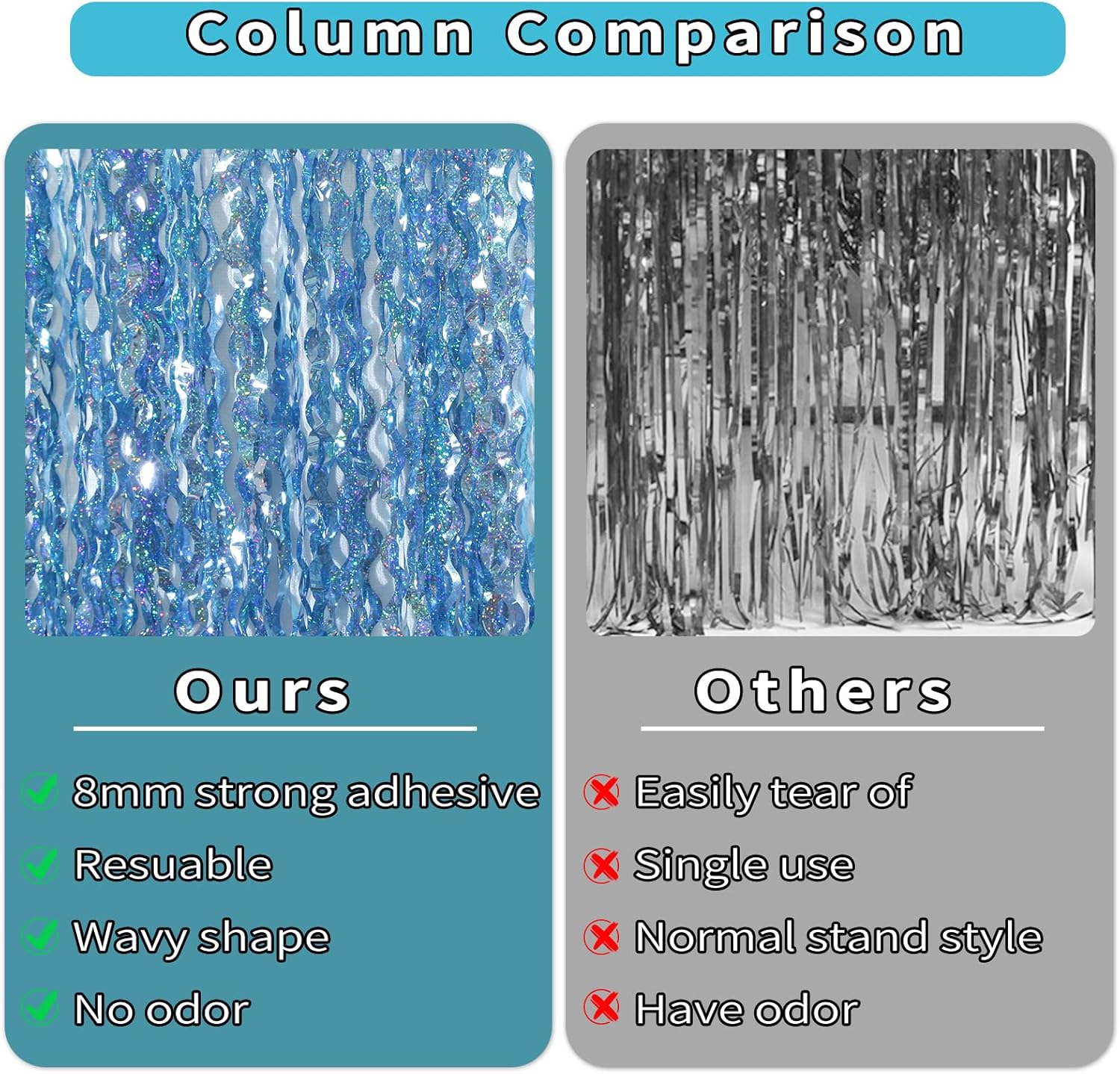 4 Pack Wavy Blue Foil Backdrop Streamers for Parties