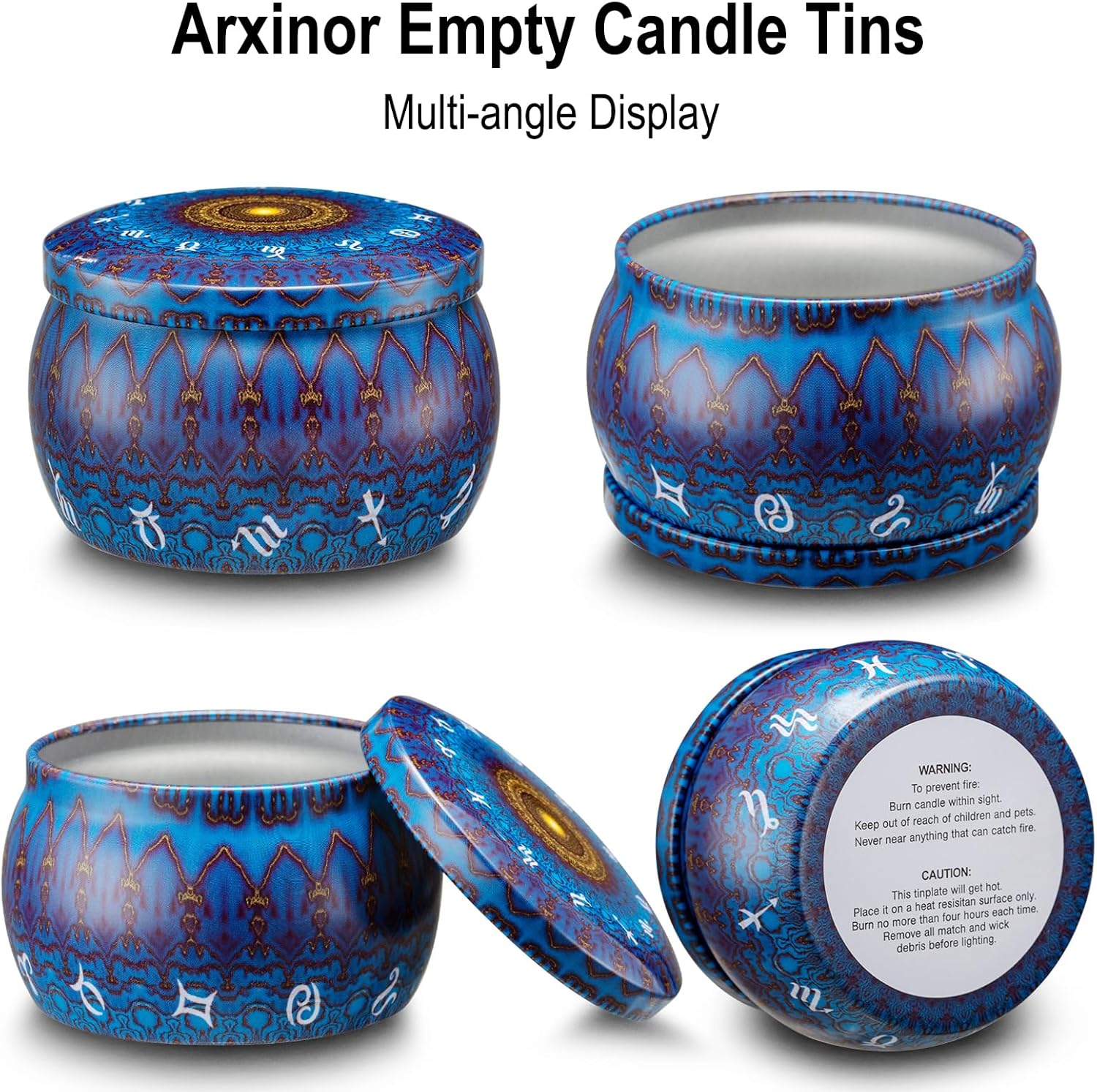 Arxinor 45 oz Candle Tins 28 Patterns 28 Pcs