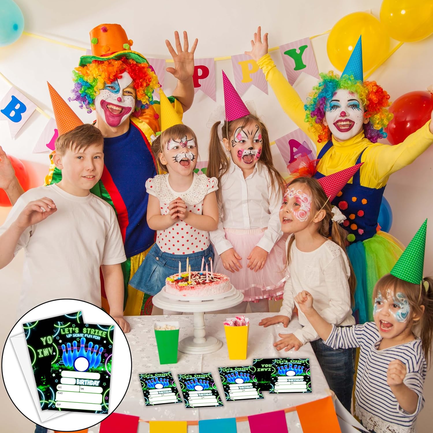Neon Birthday Invitations for Boys with Envelopes H11