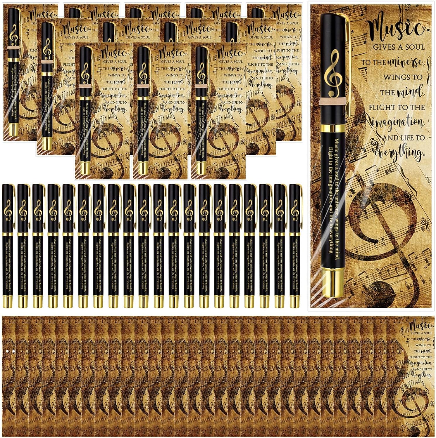 30 Piece Music-themed Pen and Bookmark Set