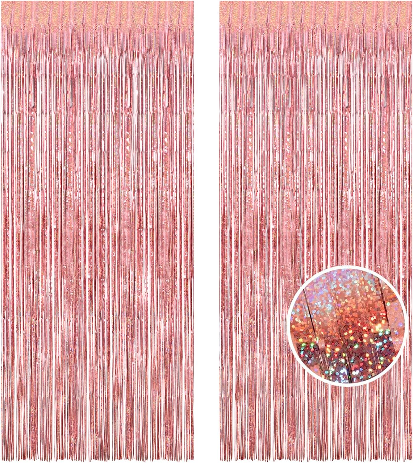 Braveshine Rose Gold Metallic Tinsel Backdrop 2Pcs