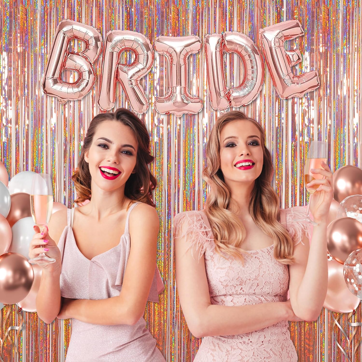 Melsan Foil Fringe Backdrop 2 Pack Rose Gold