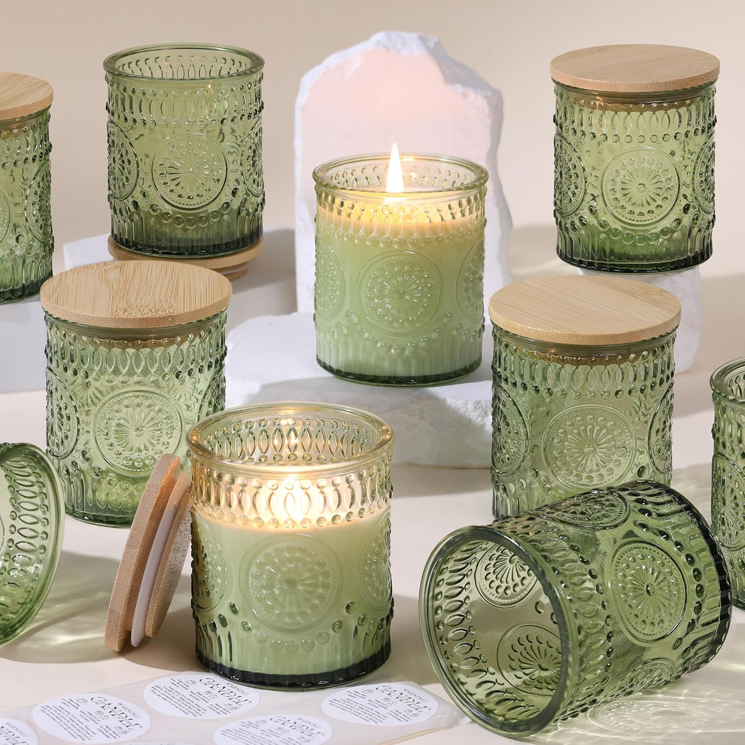 VERLENS 8oz Glass Candle Jars with Lids Set of 10