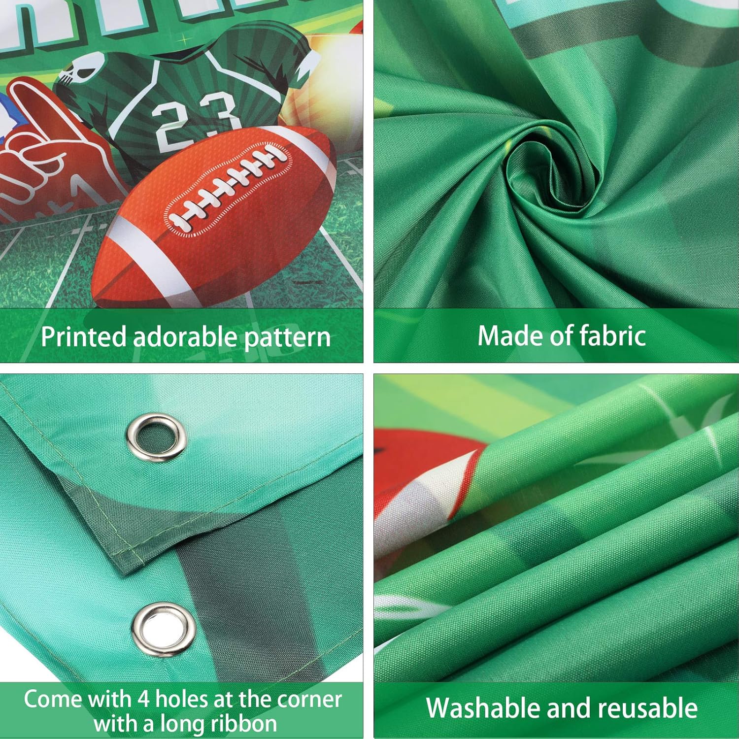 Football Backdrop Banner for Birthday Party Decorations