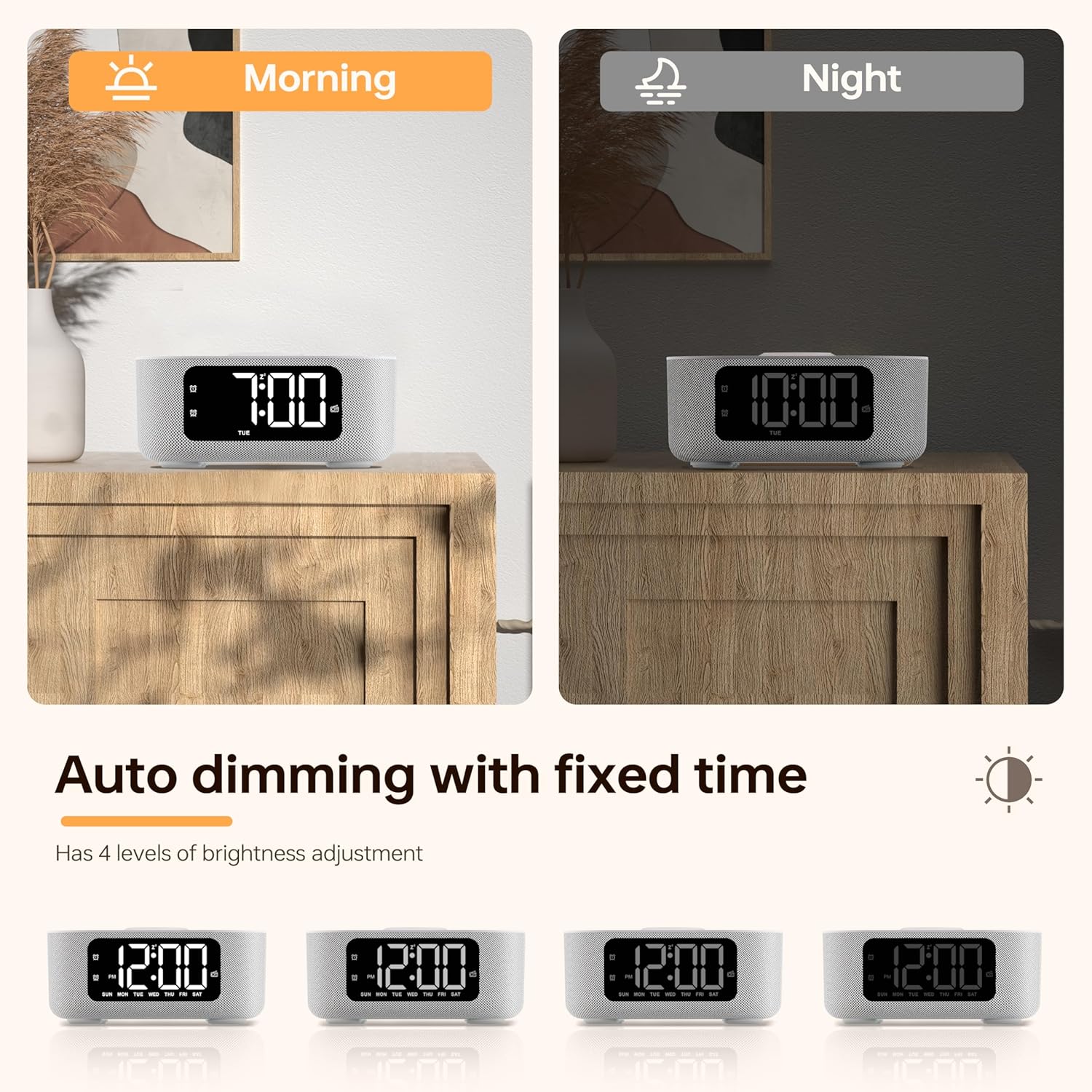 JALL Smart Alarm Clock with Bluetooth Speaker and Nightlight