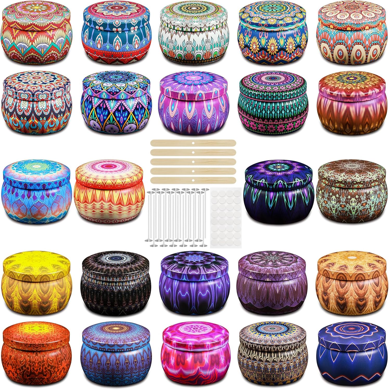 Domivirgo 24 Empty Candle Tins with Lids - Simple Candle Making Kit