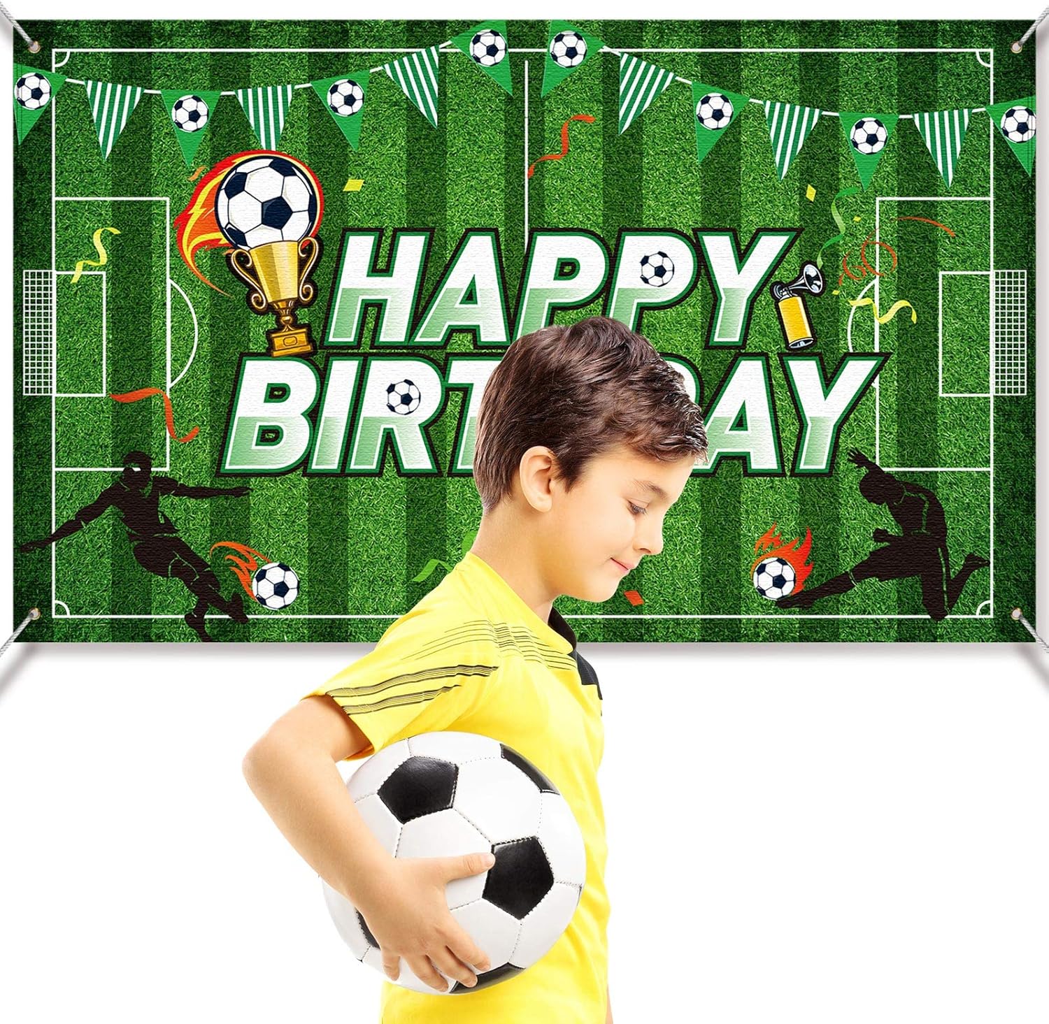 Tatuo Soccer Birthday Party Backdrop Football Field Photo Background