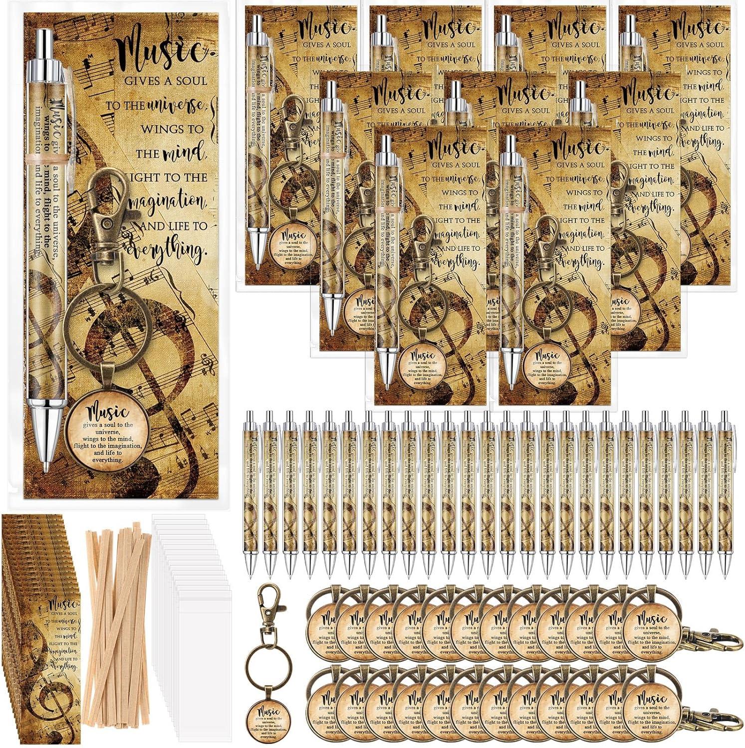 Spakon Music Themed Gift Set with Pens Keychains Bookmarks