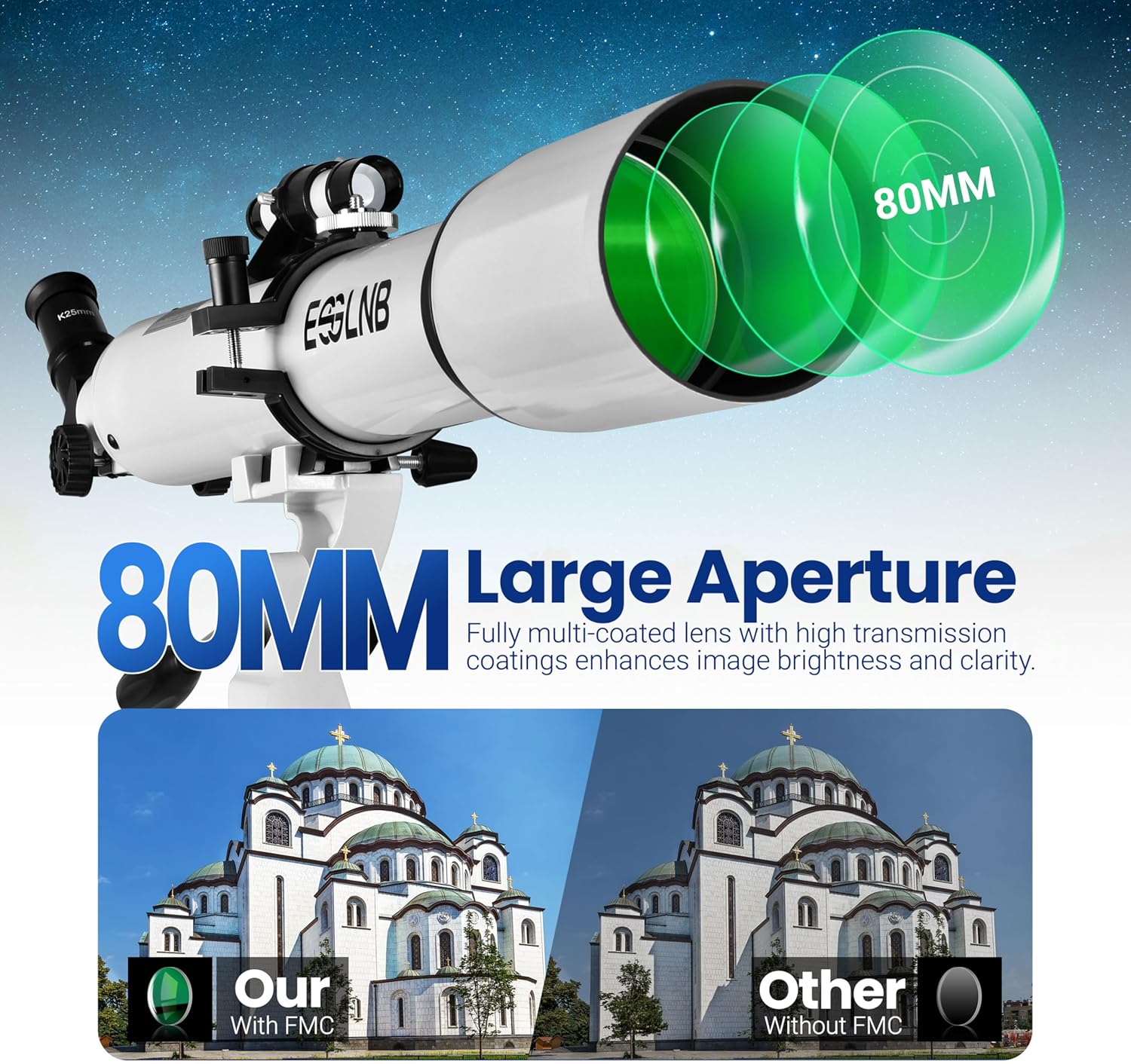 ESSLNB 80mm Refractor Telescope with Stargazing App