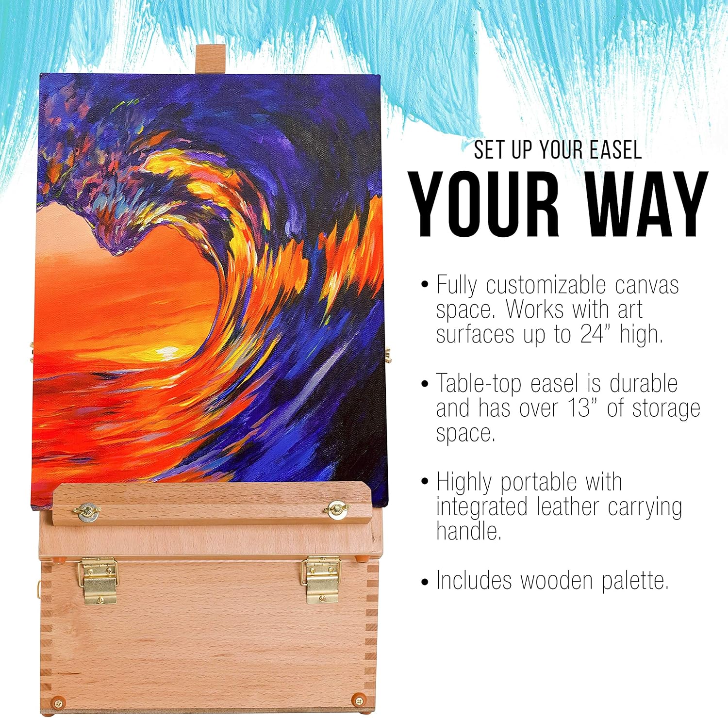US Art Supply Extra Large 2 Drawer Wood Easel with Storage