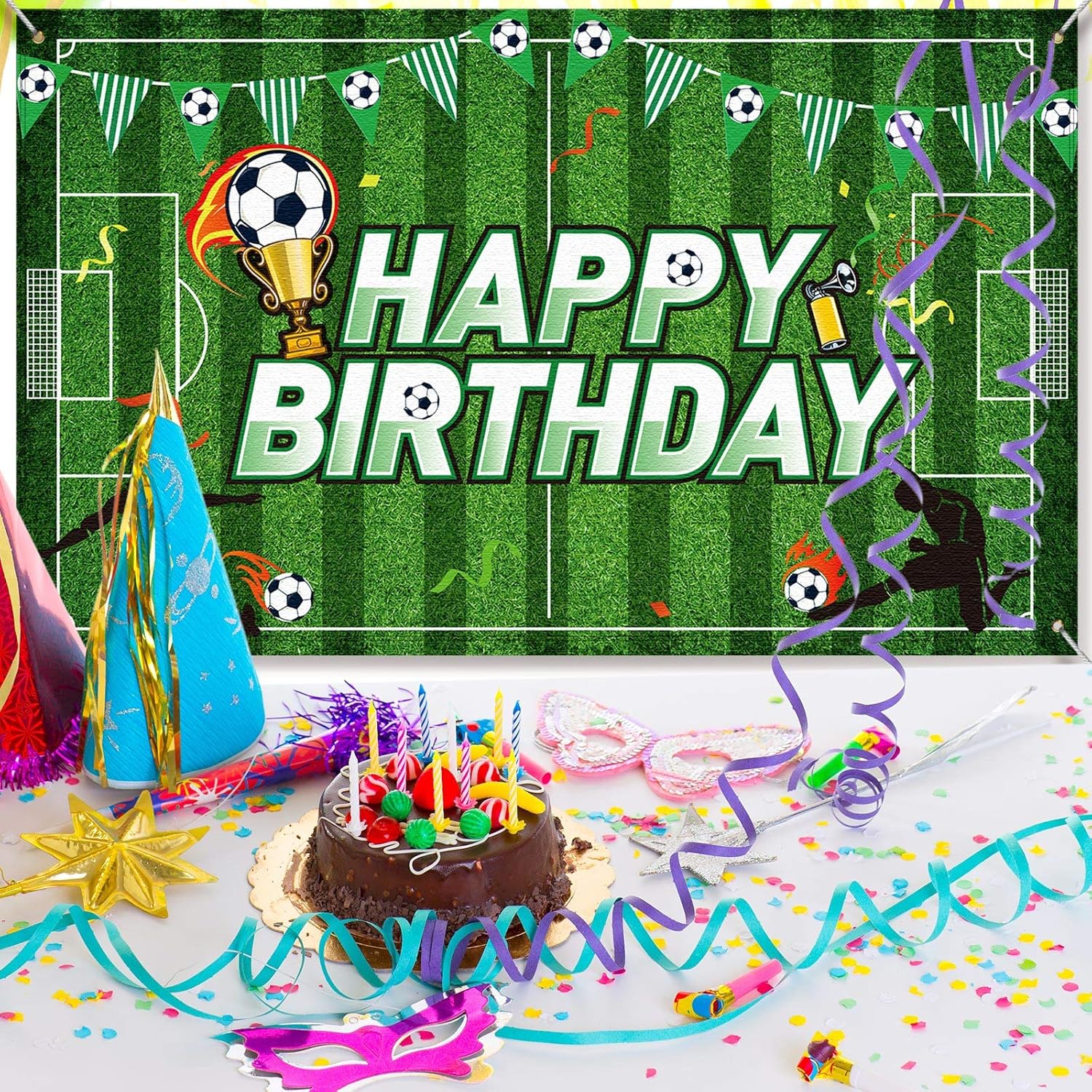 Tatuo Soccer Birthday Party Backdrop Football Field Photo Background