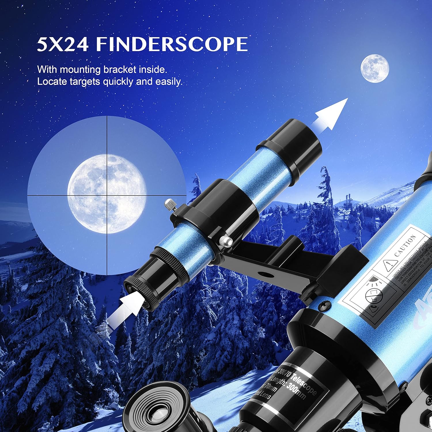 AOMEKIE 70mm Telescope with 300mm Tripod and Smartphone Adapter for Beginners