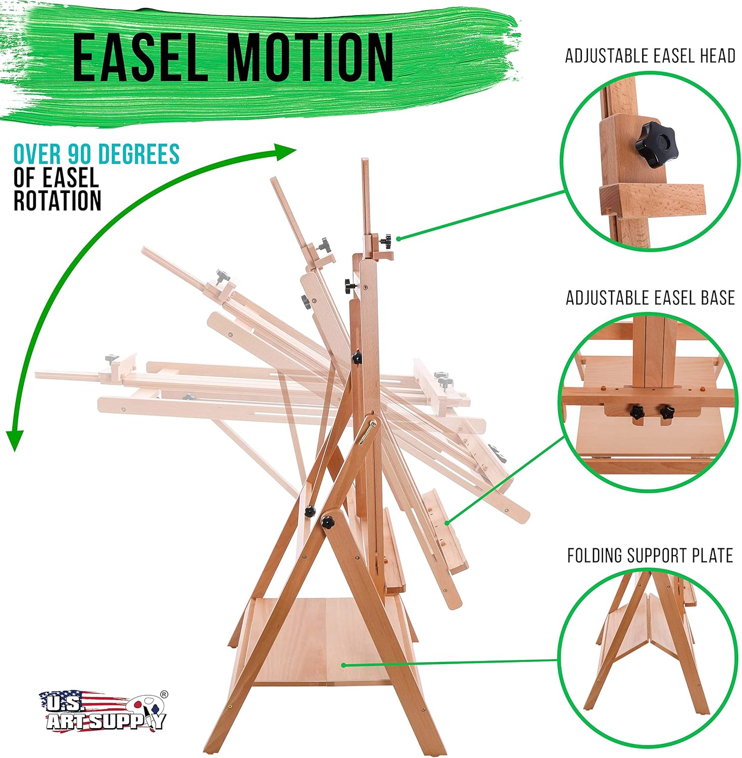 US Art Supply Large Adjustable H-Frame Easel