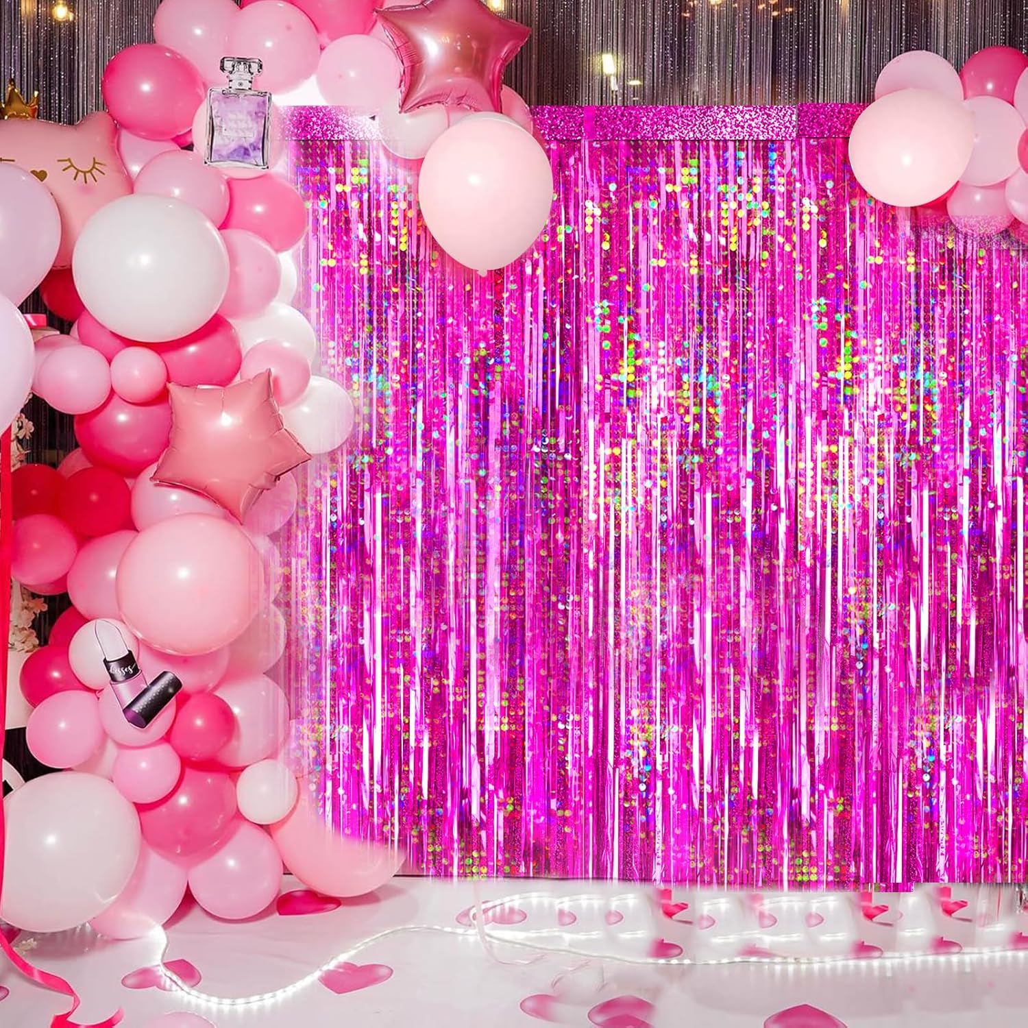 4-Pack Hot Pink Foil Fringe Backdrop