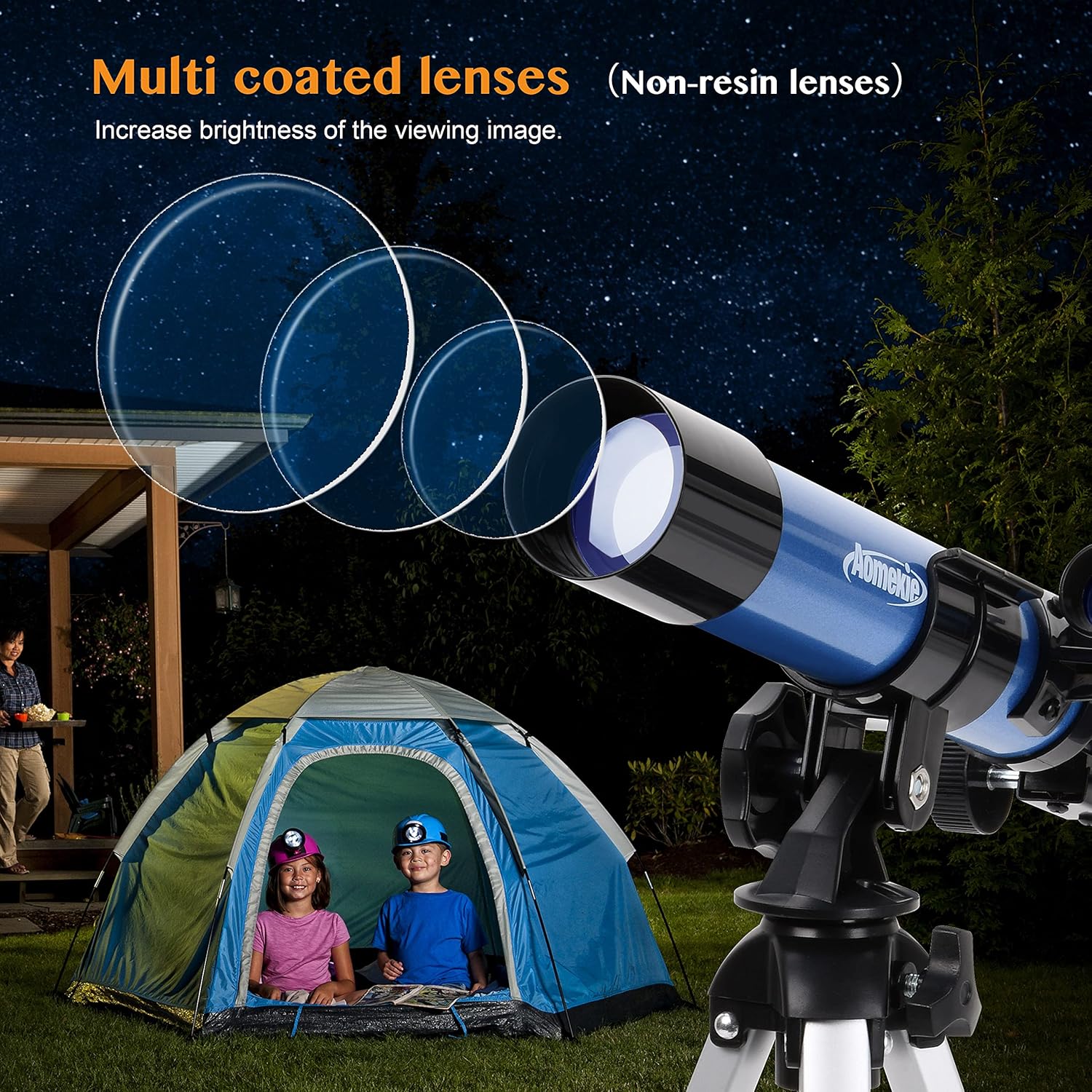 AOMEKIE 40400 Telescope with Tripod and Eyepieces for Astronomy Beginners