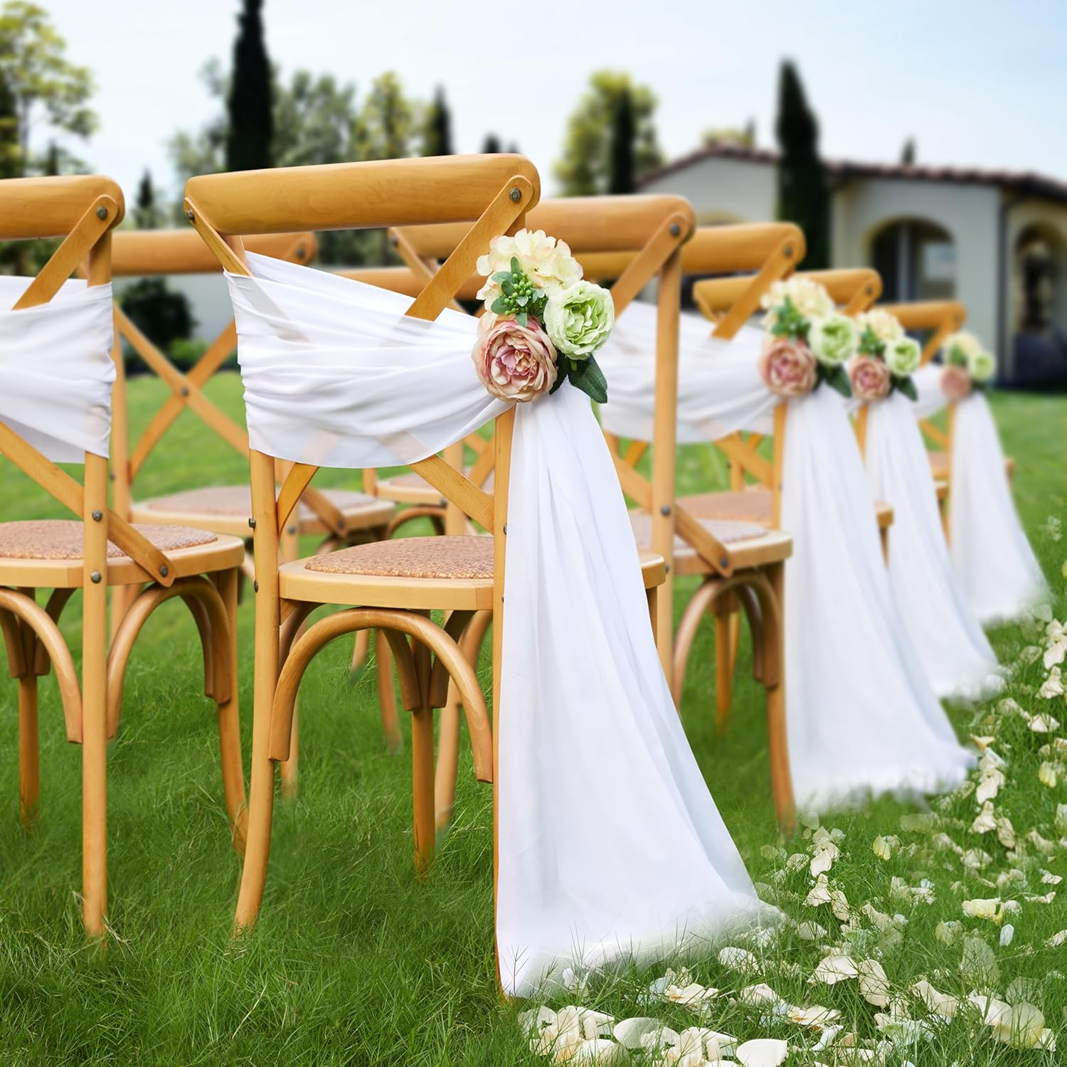 VACVELT Wedding Arch Draping Fabric - White Chiffon 1 Panel 30x20ft Backdrop