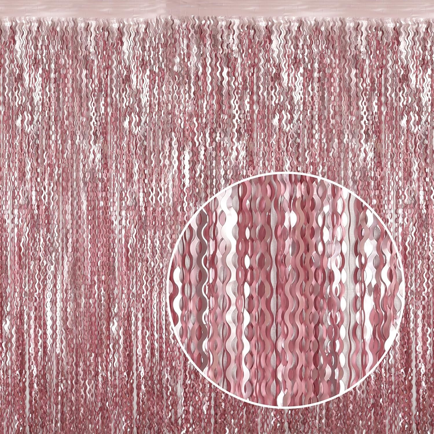 4 Pack Pink Wavy Tinsel Curtain Backdrop