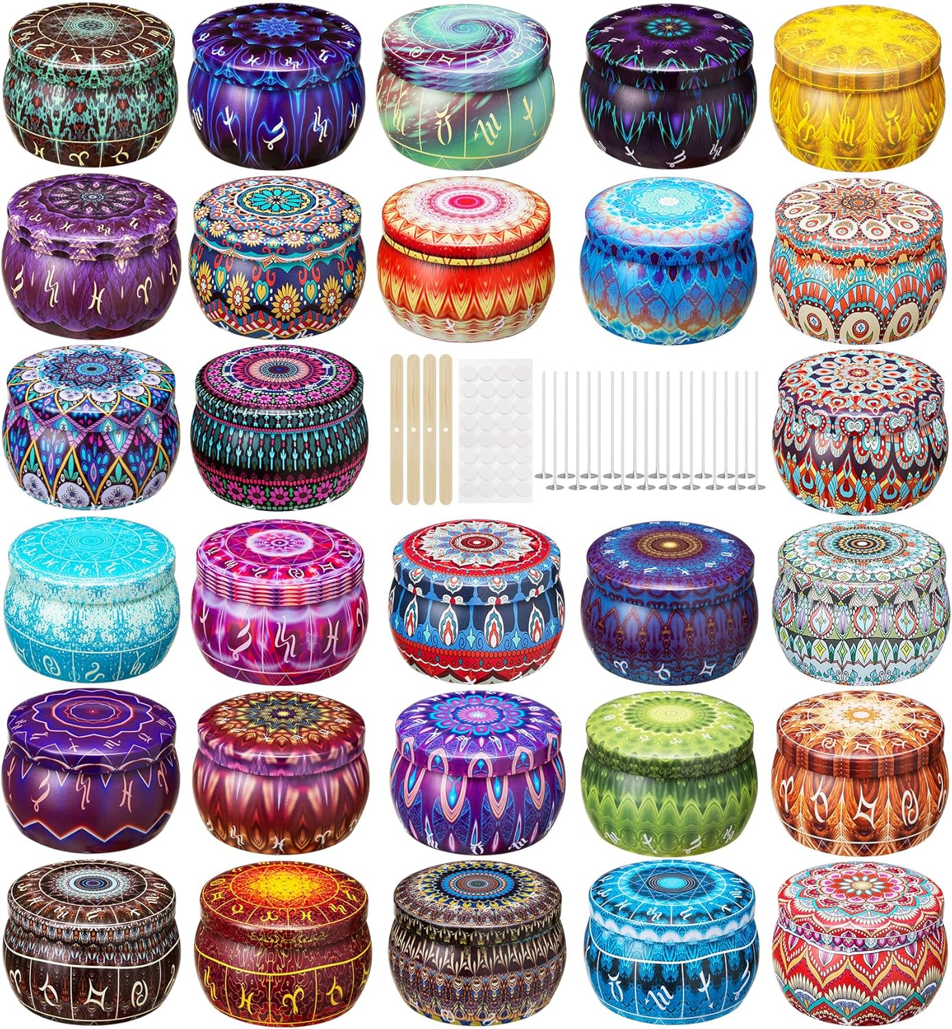Arxinor 45 oz Candle Tins 28 Patterns 28 Pcs