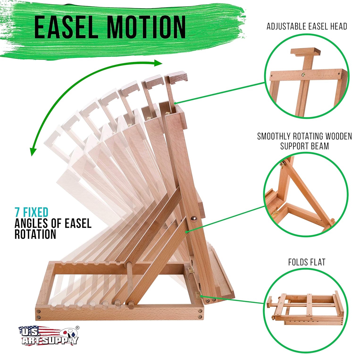 US Art Supply Venice H-Frame Tabletop Easel