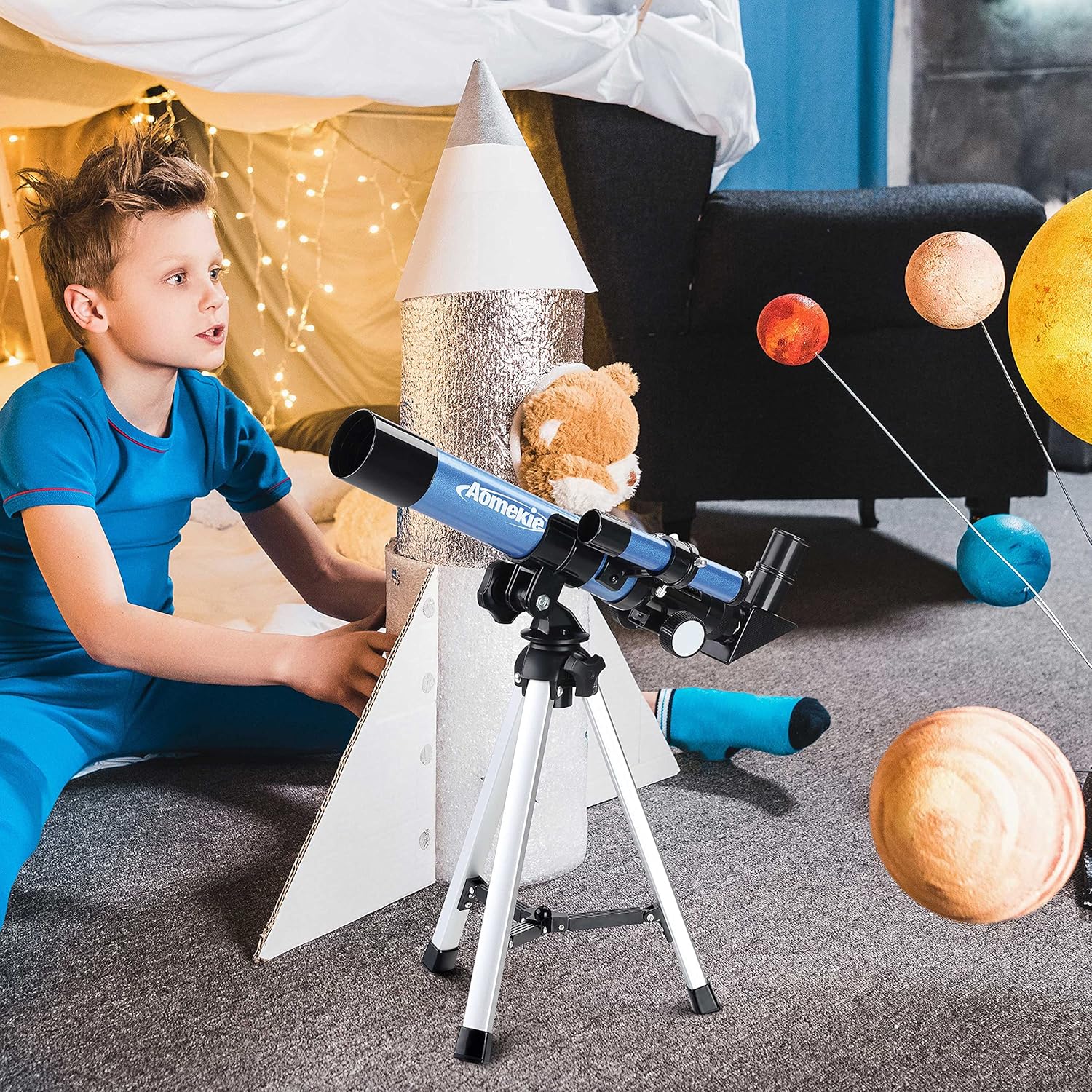 AOMEKIE 40400 Telescope with Tripod and Eyepieces for Astronomy Beginners