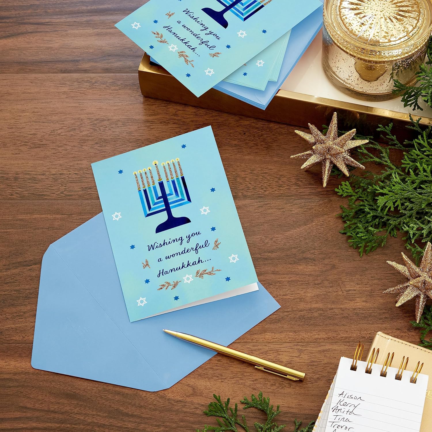 Hallmark Tree of Life Hanukkah Cards Set 16 Modern Menorah